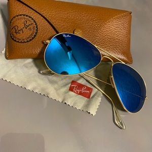 Ray, ban mirrored blue aviator, sunglasses